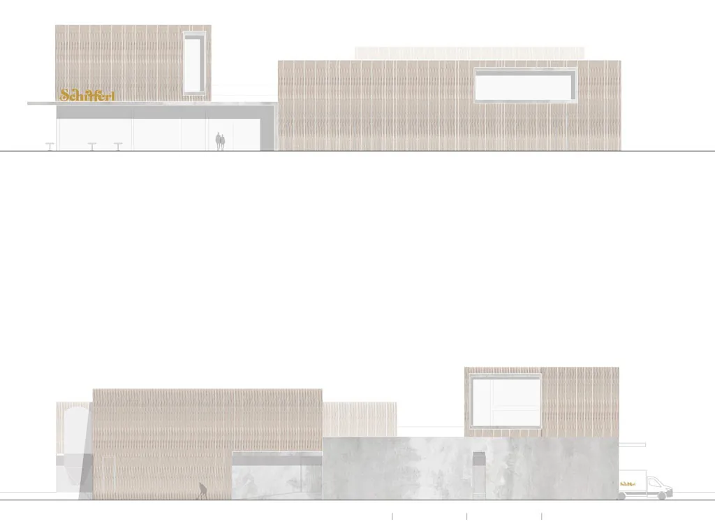 Neubau Produktionsgebäude mit Café Schifferl GmbH, Rosenhof
